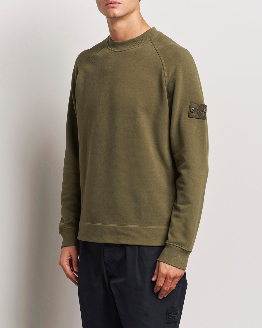 Herr | Tröjor | Stone Island | Ghost Organic Cotton Fleece Sweatshirt Military Green