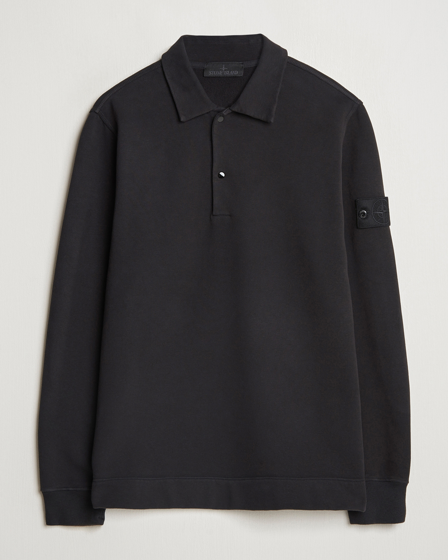 Herr | Tröjor | Stone Island | Ghost Organic Cotton Fleece Polo Sweatshirt Black