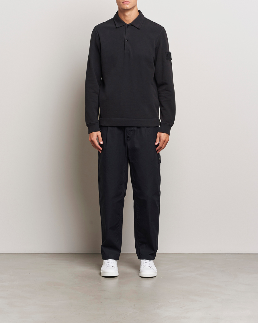 Herr | Tröjor | Stone Island | Ghost Organic Cotton Fleece Polo Sweatshirt Black