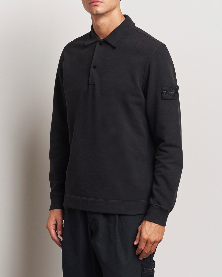 Herr | Tröjor | Stone Island | Ghost Organic Cotton Fleece Polo Sweatshirt Black