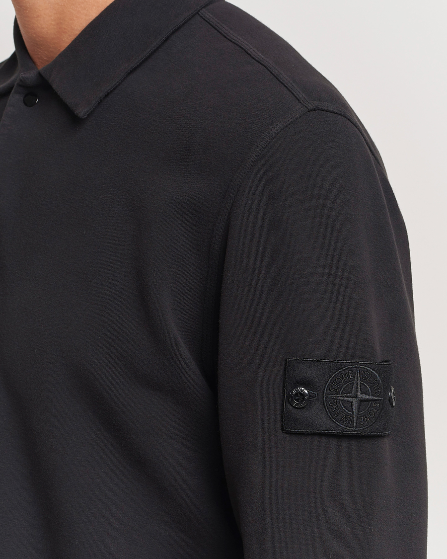 Herr | Tröjor | Stone Island | Ghost Organic Cotton Fleece Polo Sweatshirt Black