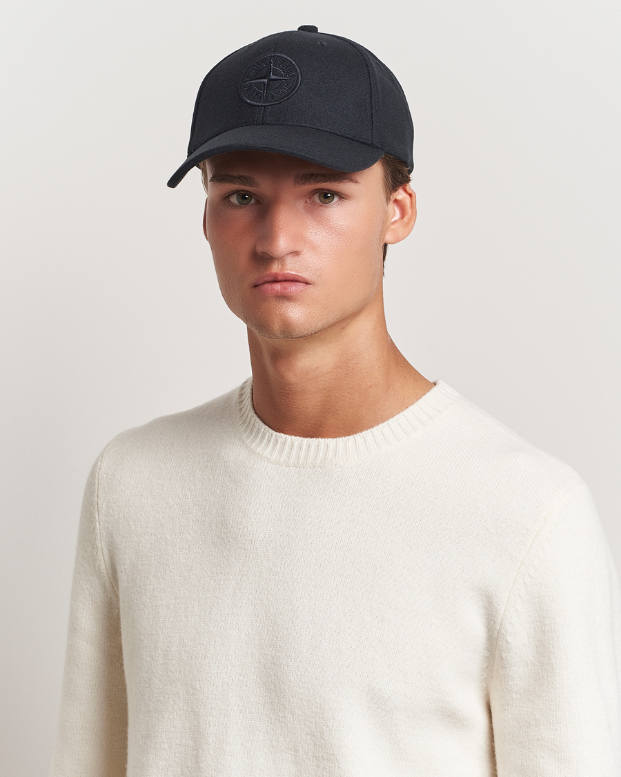 Herr | Stone Island Wool Nylon Flannel Cap Navy Blue | Stone Island | Wool Nylon Flannel Cap Navy Blue