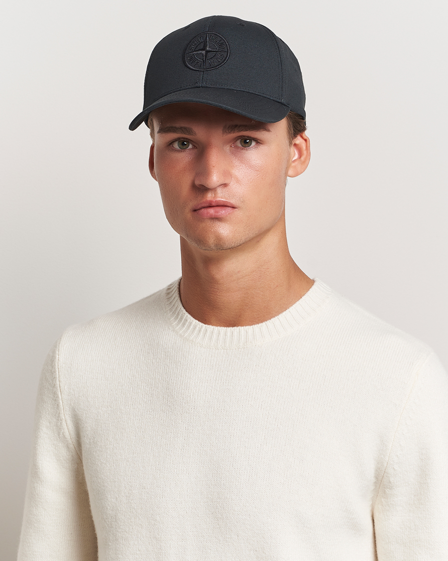 Herr | Stone Island Cotton Rep Logo Cap Black | Stone Island | Cotton Rep Logo Cap Black