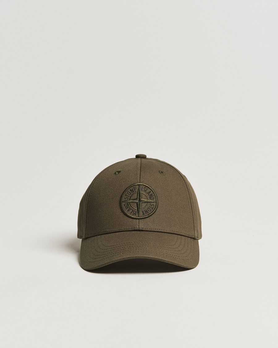 Herr | Stone Island Cotton Rep Logo Cap Military Green | Stone Island | Cotton Rep Logo Cap Military Green