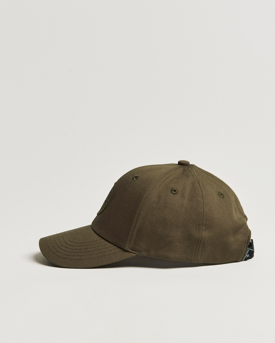 Herr | Stone Island Cotton Rep Logo Cap Military Green | Stone Island | Cotton Rep Logo Cap Military Green