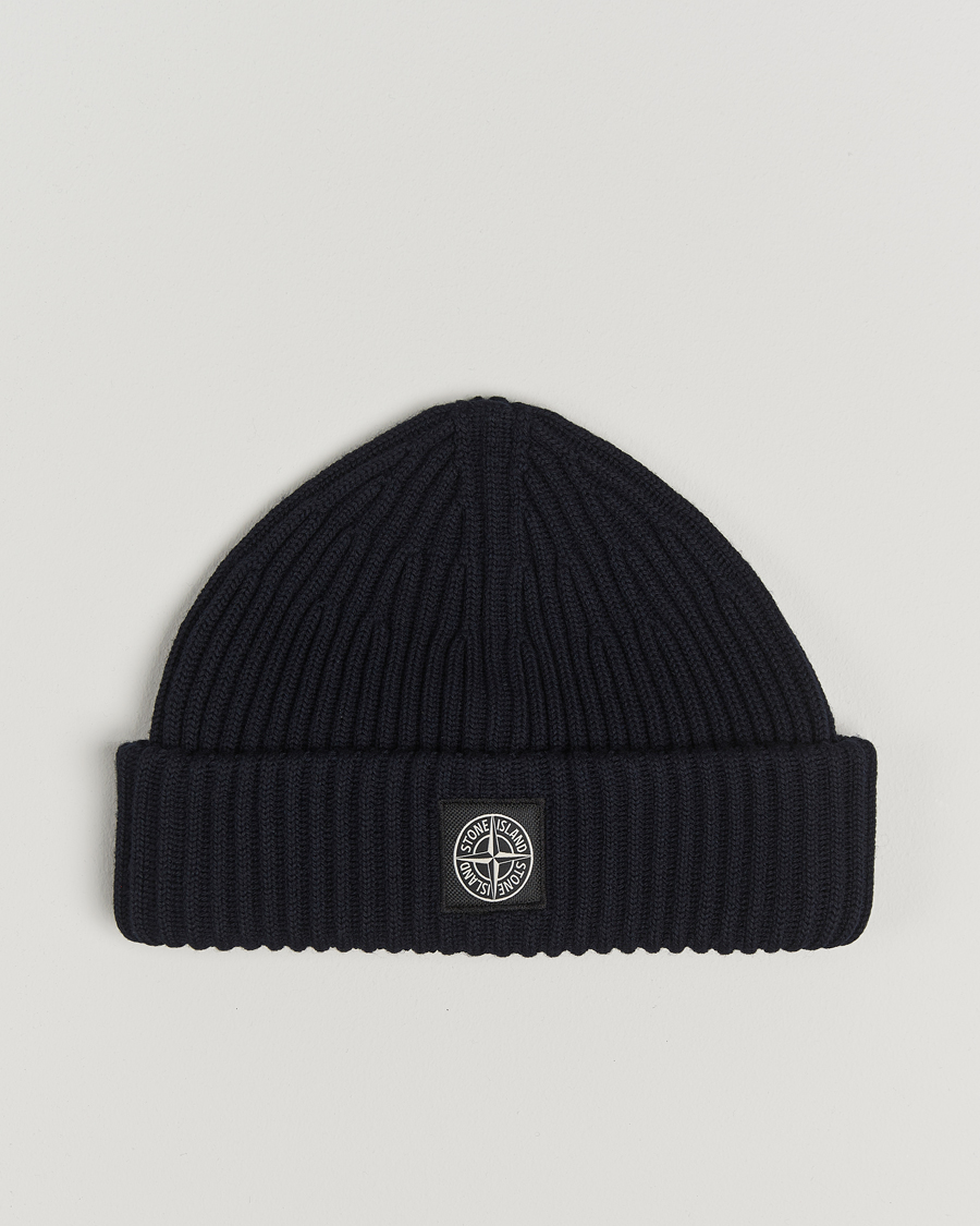 Herr | Stone Island Full Rib Wool Beanie Navy Blue | Stone Island | Full Rib Wool Beanie Navy Blue