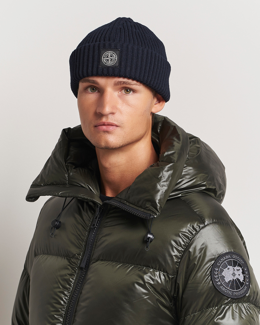 Herr | Stone Island Full Rib Wool Beanie Navy Blue | Stone Island | Full Rib Wool Beanie Navy Blue