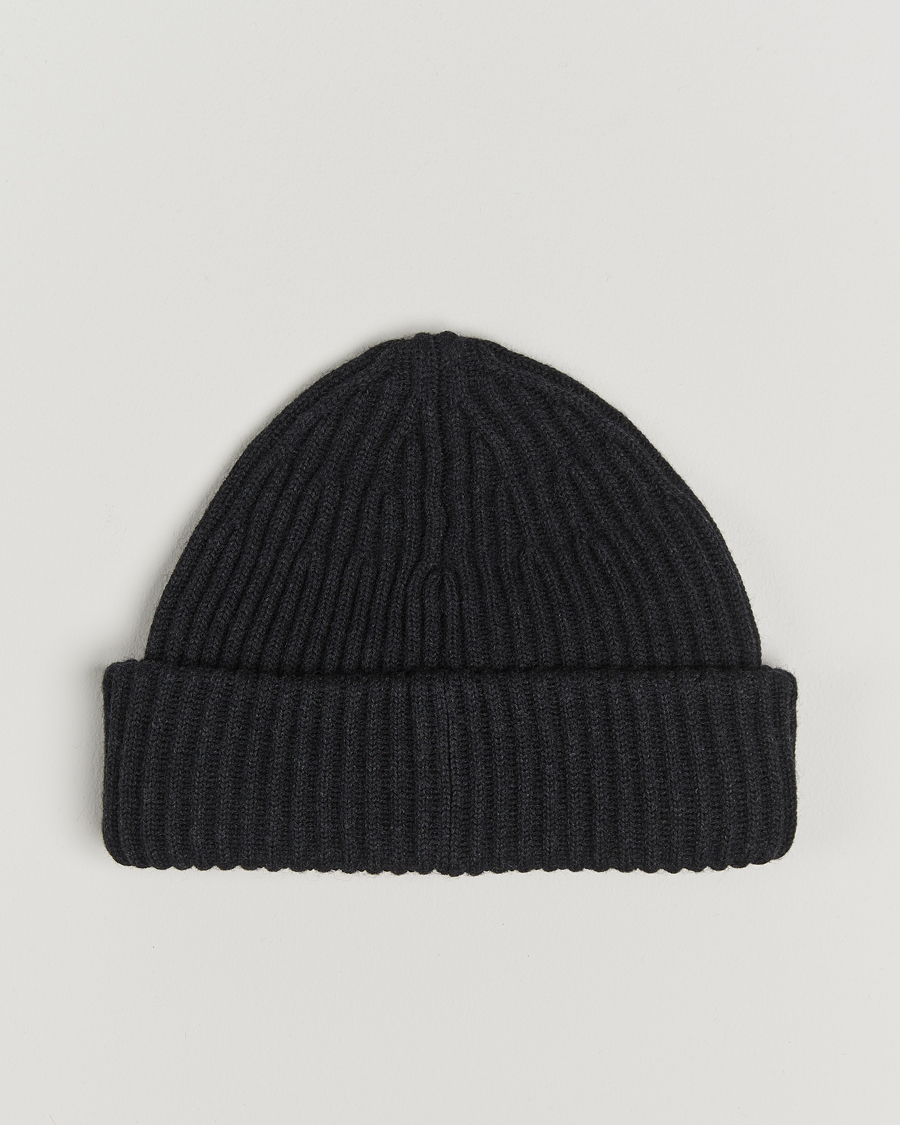 Herr | Stone Island Full Rib Wool Beanie Melange Charcoal | Stone Island | Full Rib Wool Beanie Melange Charcoal