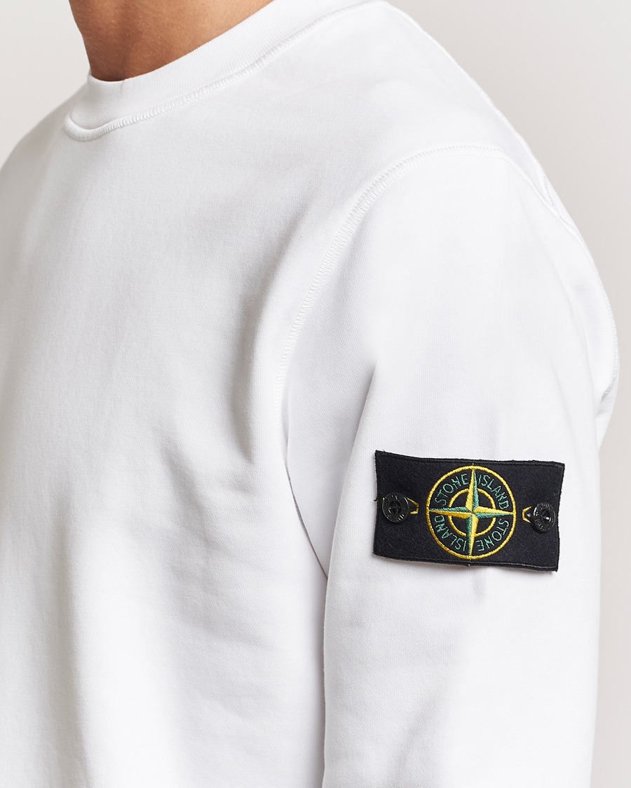 Herr | Tröjor | Stone Island | Garment Dyed Fleece Sweatshirt White