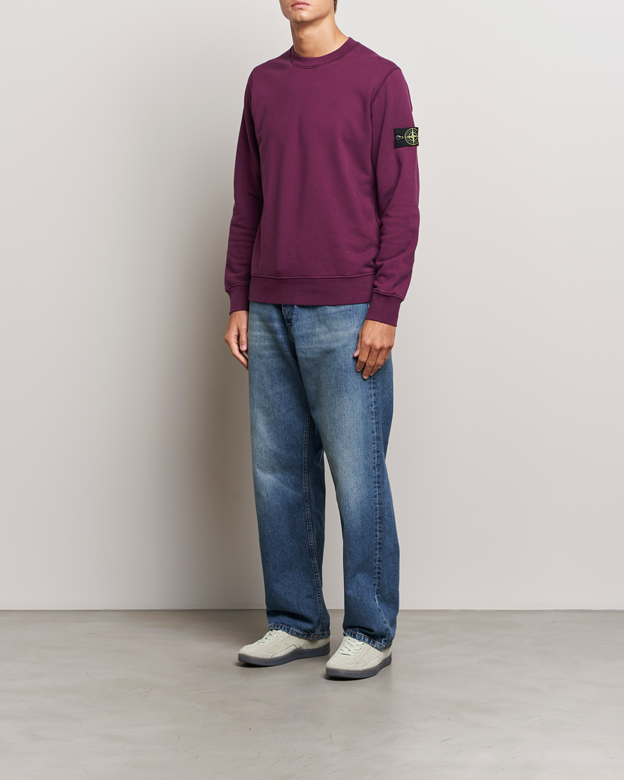 Herr | Tröjor | Stone Island | Garment Dyed Fleece Sweatshirt Burgundy