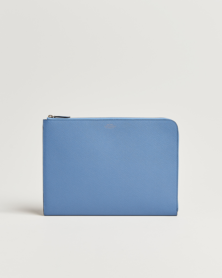 Herr | Smythson Panama Small Laptop Case Nile Blue | Smythson | Panama Small Laptop Case Nile Blue
