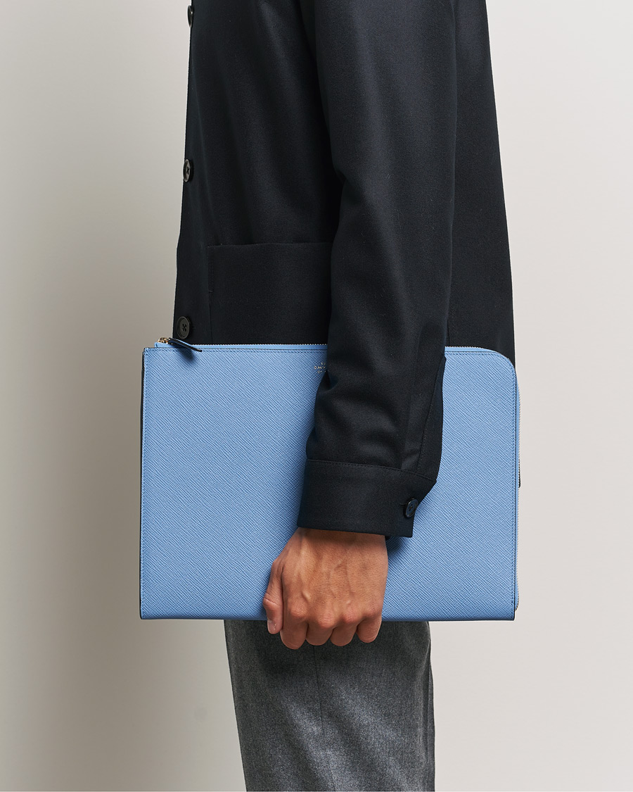 Herr | Smythson Panama Small Laptop Case Nile Blue | Smythson | Panama Small Laptop Case Nile Blue