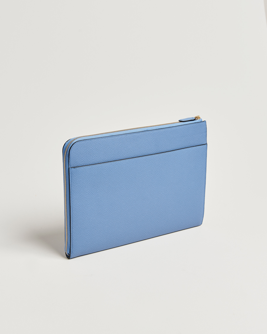 Herr | Smythson Panama Small Laptop Case Nile Blue | Smythson | Panama Small Laptop Case Nile Blue