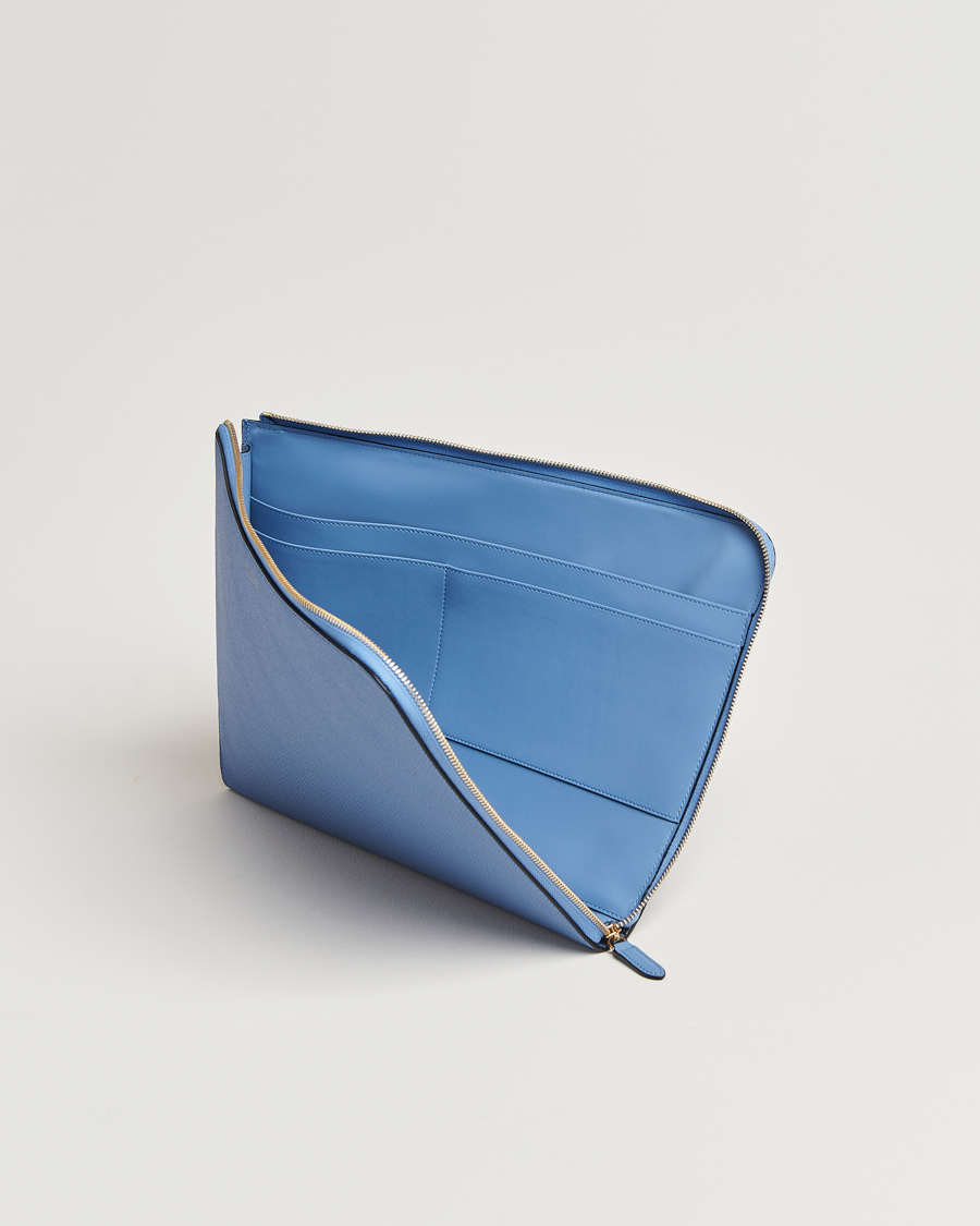 Herr | Smythson Panama Small Laptop Case Nile Blue | Smythson | Panama Small Laptop Case Nile Blue