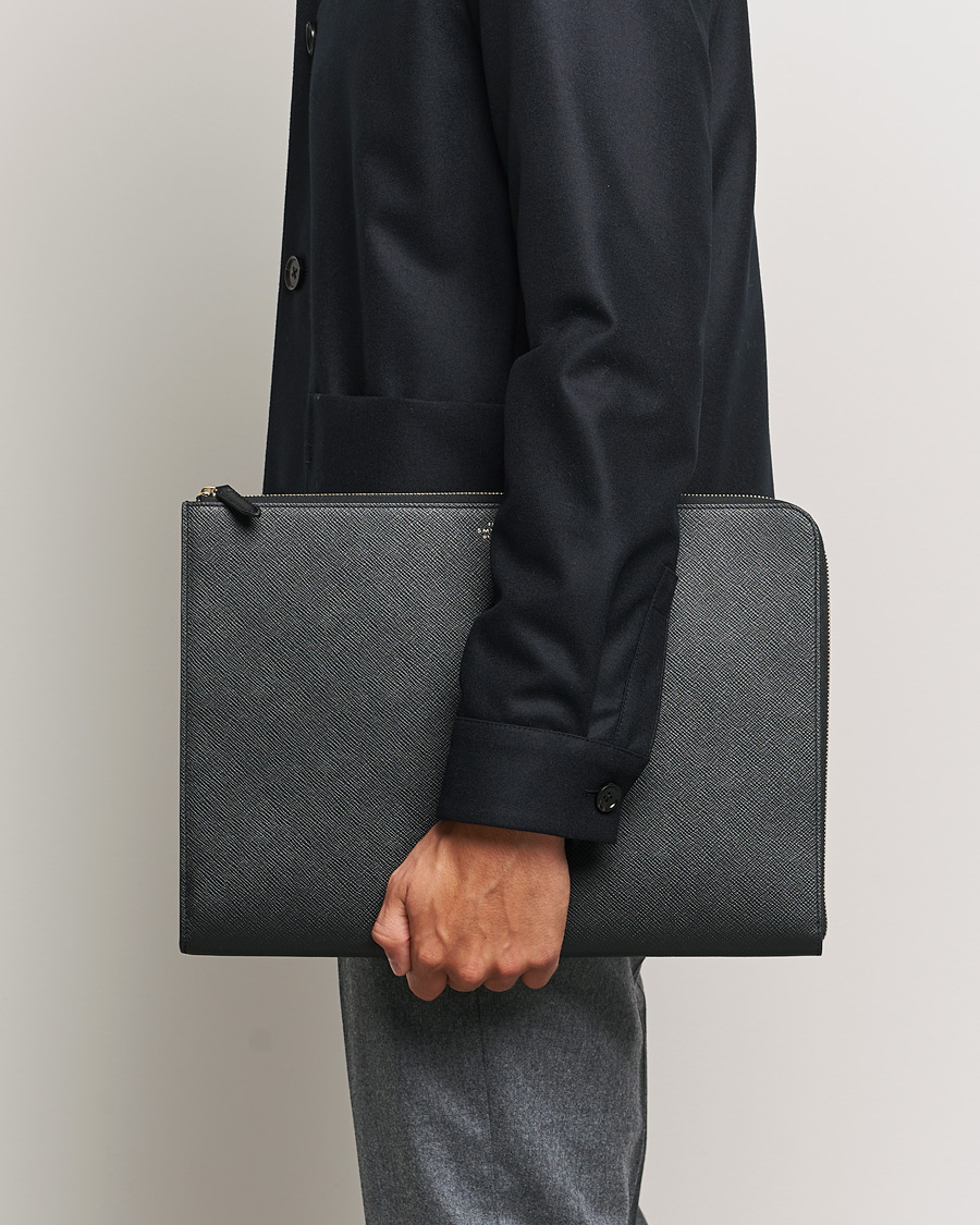 Herr | Väskor | Smythson | Panama Large Laptop Case Black