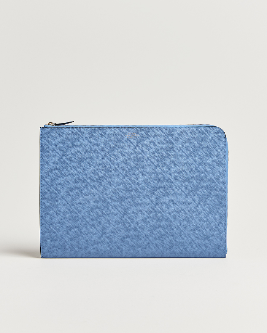 Herr | Smythson Panama Large Laptop Case Nile Blue | Smythson | Panama Large Laptop Case Nile Blue