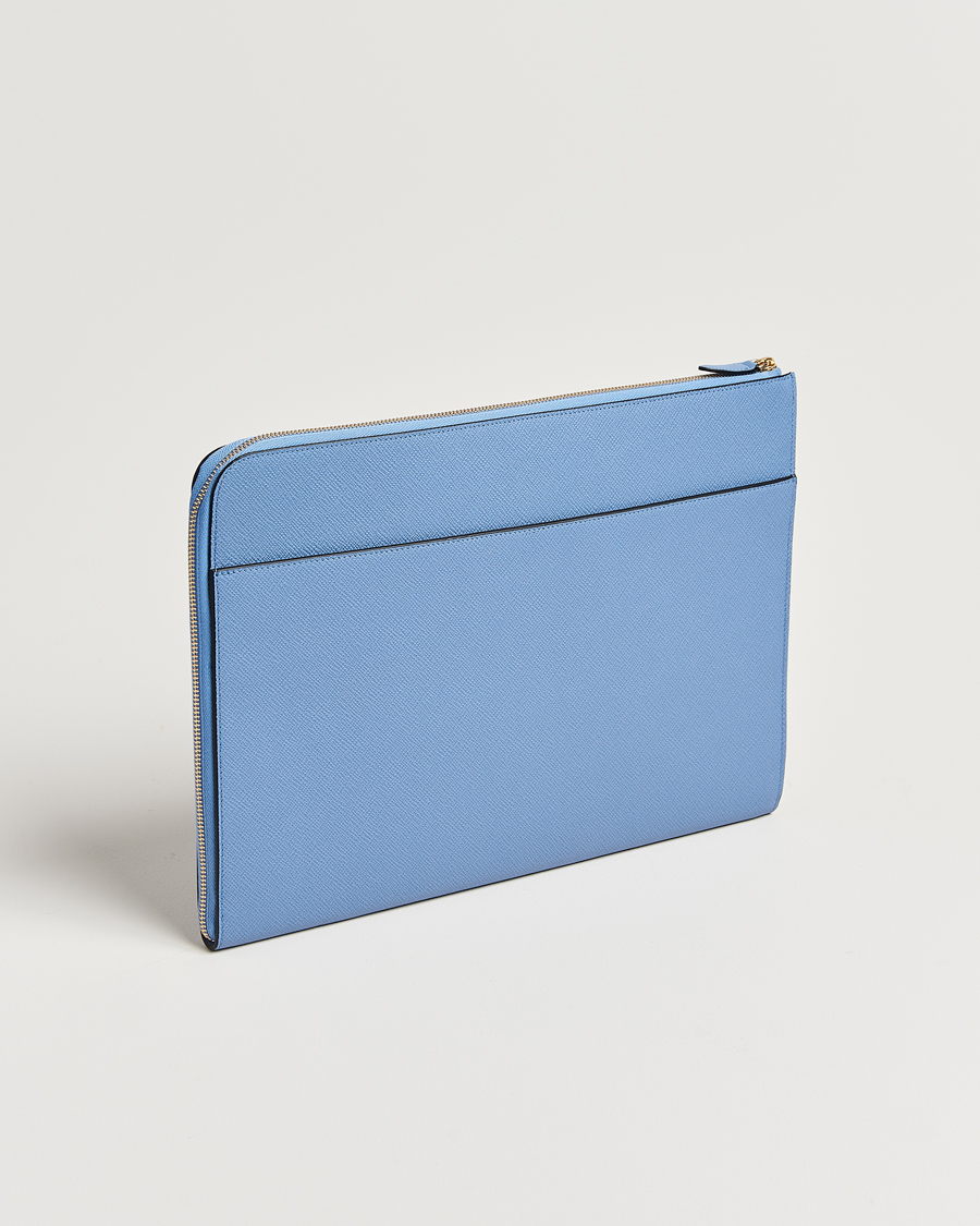 Herr | Smythson Panama Large Laptop Case Nile Blue | Smythson | Panama Large Laptop Case Nile Blue