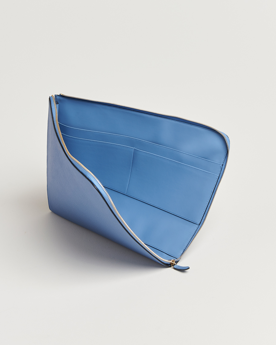 Herr | Smythson Panama Large Laptop Case Nile Blue | Smythson | Panama Large Laptop Case Nile Blue