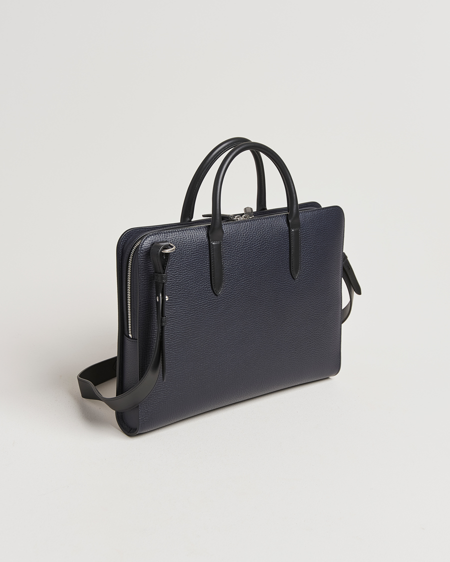 Herr | Väskor | Smythson | Ludlow Ultra Slim Brefcase With Zip Front Navy