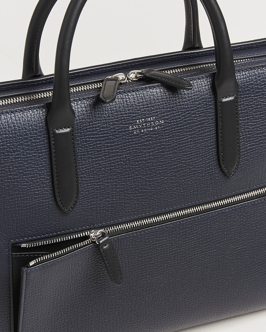 Herr | Väskor | Smythson | Ludlow Ultra Slim Brefcase With Zip Front Navy