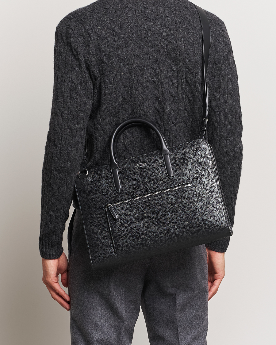 Herr | Väskor | Smythson | Ludlow Ultra Slim Brefcase With Zip Front Black