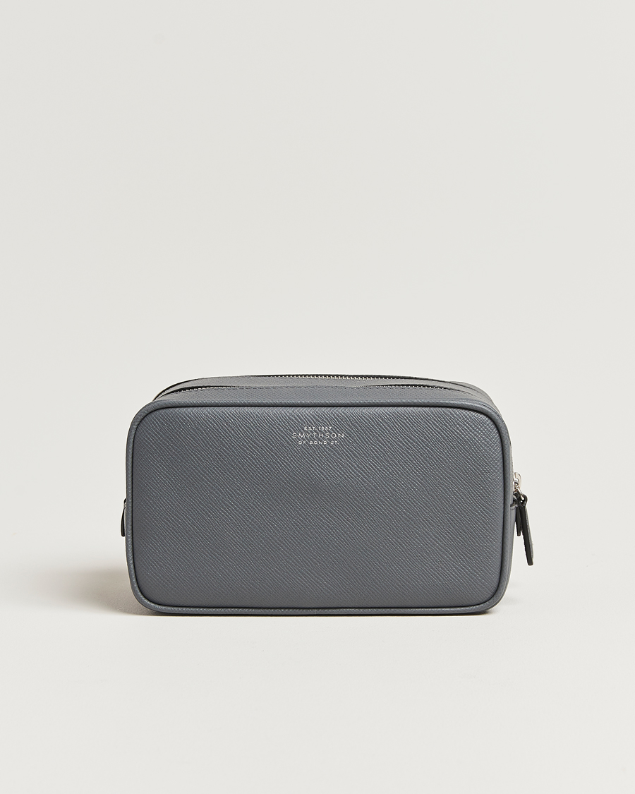 Herr | Smythson Panama Double Zip Washbag Storm Grey | Smythson | Panama Double Zip Washbag Storm Grey