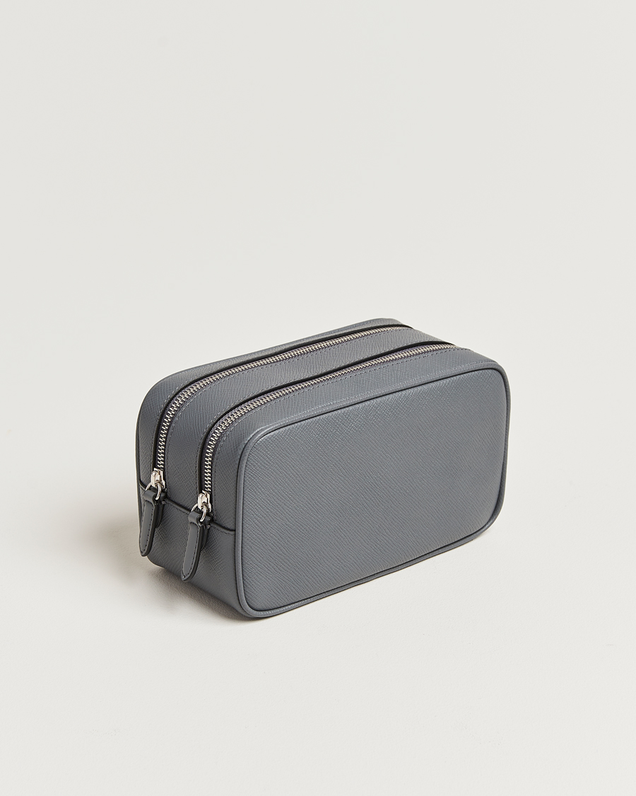 Herr | Smythson Panama Double Zip Washbag Storm Grey | Smythson | Panama Double Zip Washbag Storm Grey
