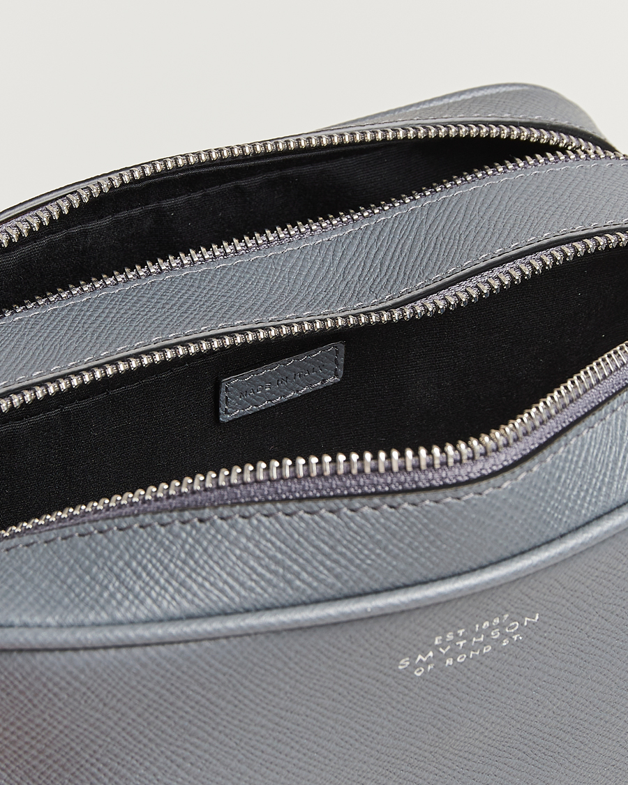 Herr | Smythson Panama Double Zip Washbag Storm Grey | Smythson | Panama Double Zip Washbag Storm Grey