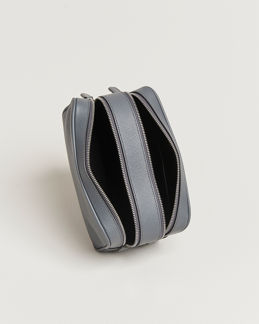 Herr | Smythson Panama Double Zip Washbag Storm Grey | Smythson | Panama Double Zip Washbag Storm Grey