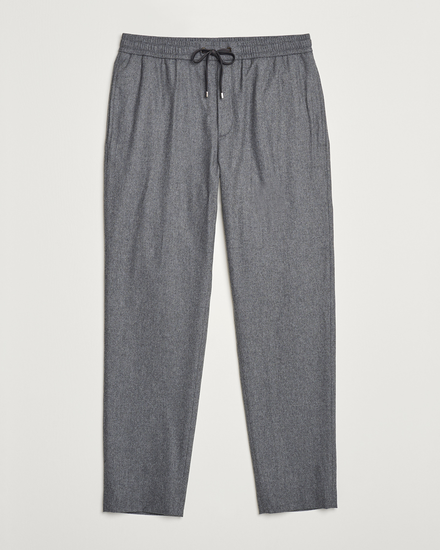 Herr | Byxor | Moncler | Flannel Drawstring Pants Grey Melange