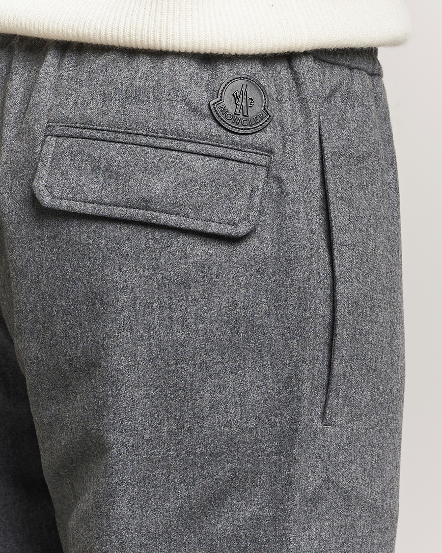 Herr | Byxor | Moncler | Flannel Drawstring Pants Grey Melange