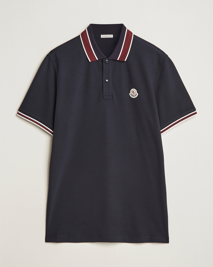 Herr | Pikéer | Moncler | Double Contrast Collar Polo Navy