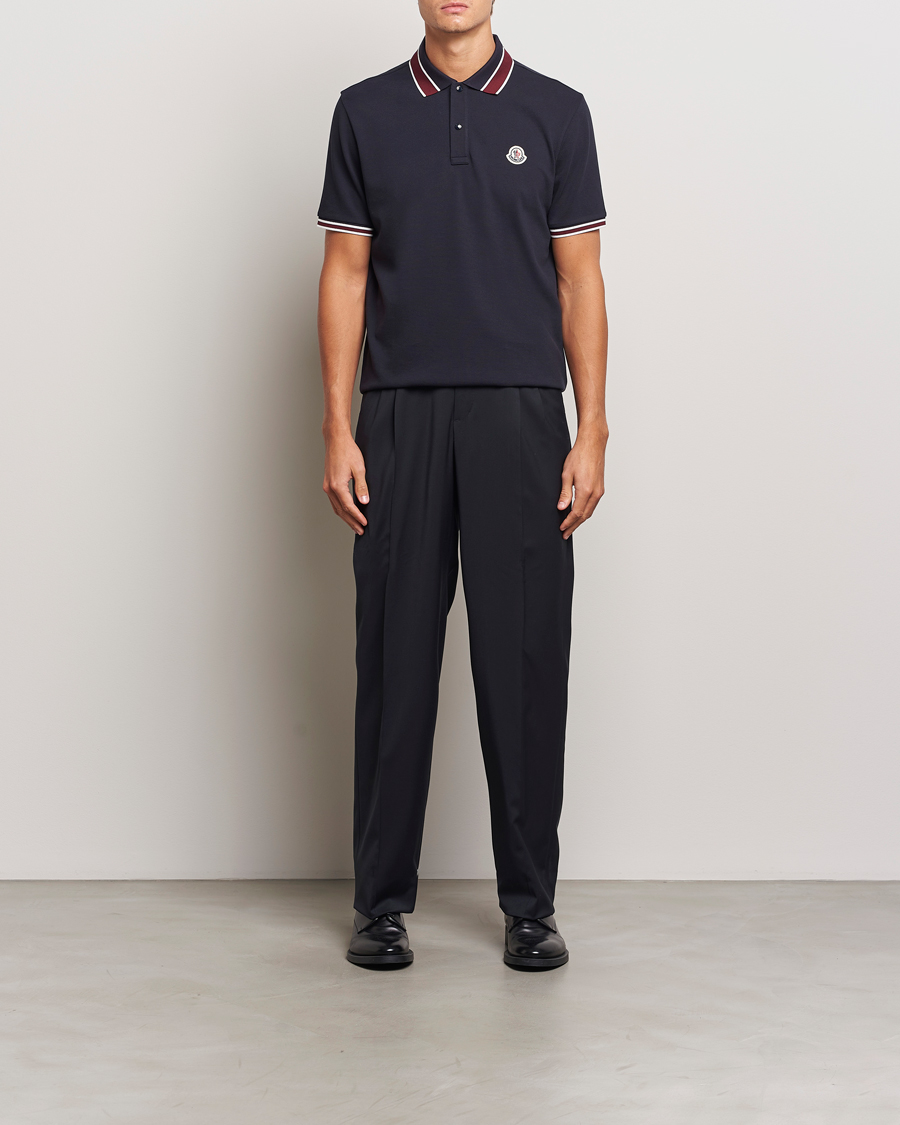 Herr | Pikéer | Moncler | Double Contrast Collar Polo Navy