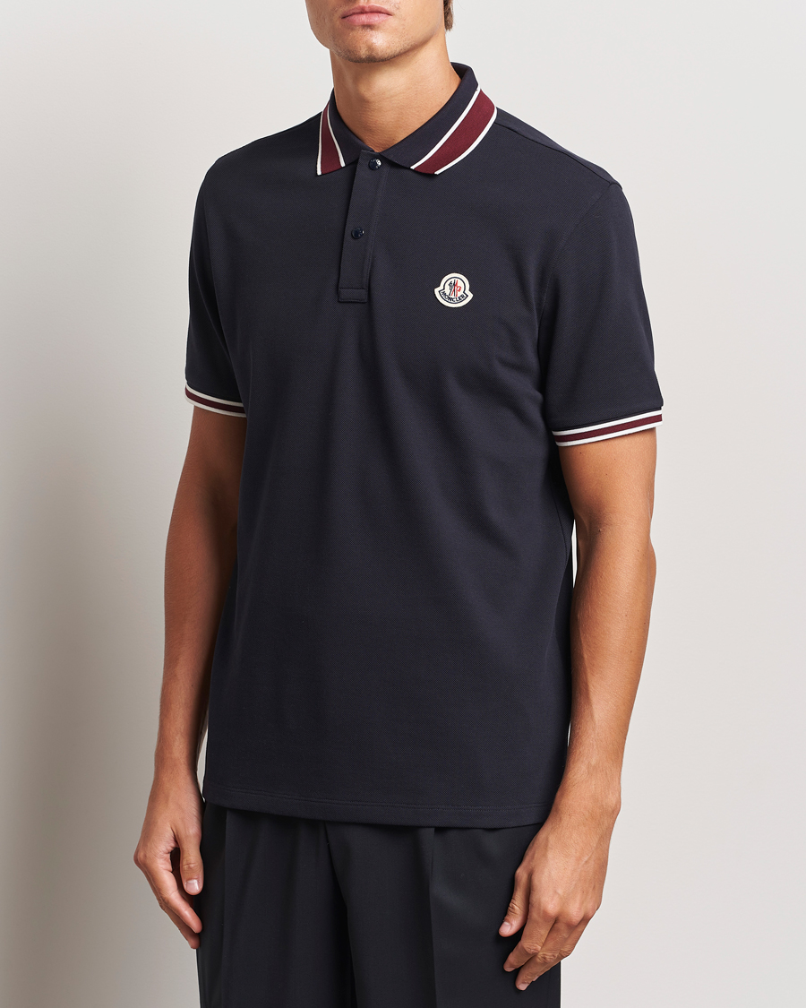 Herr | Pikéer | Moncler | Double Contrast Collar Polo Navy