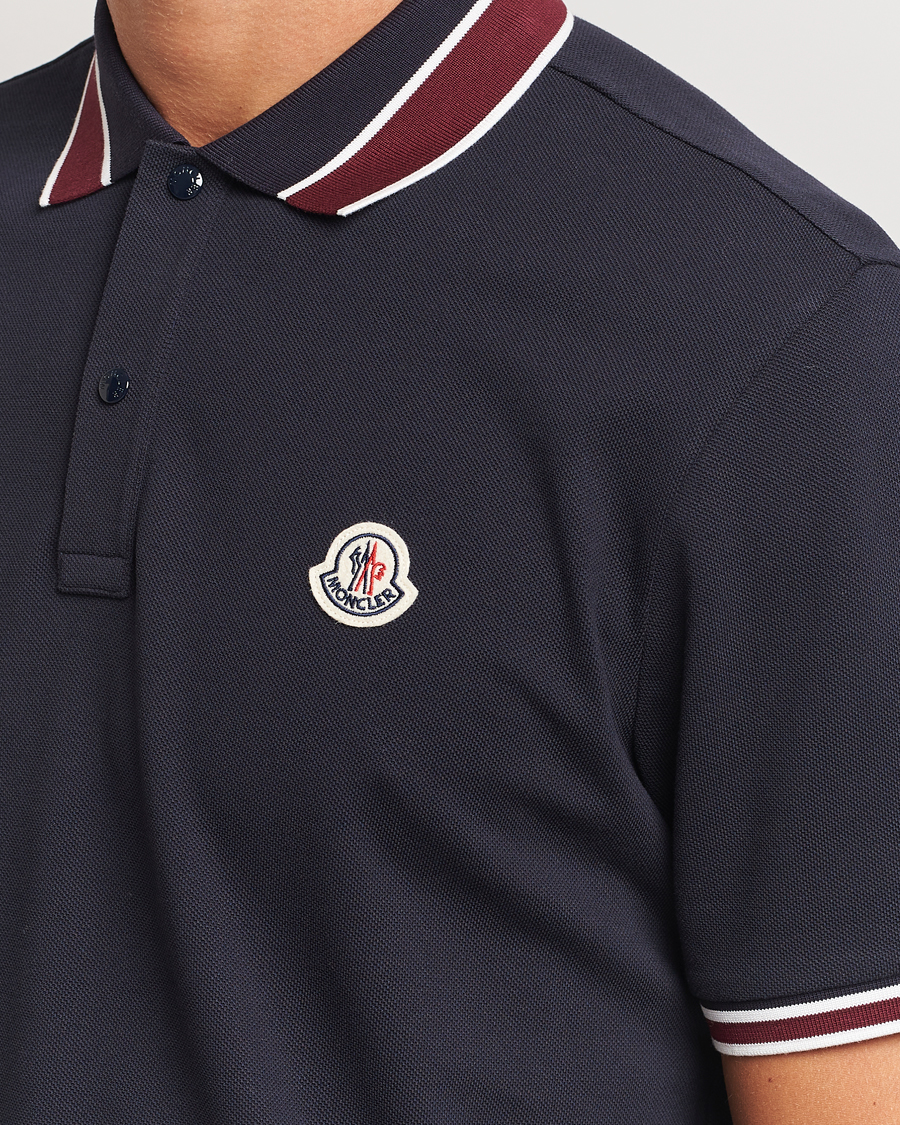 Herr | Pikéer | Moncler | Double Contrast Collar Polo Navy