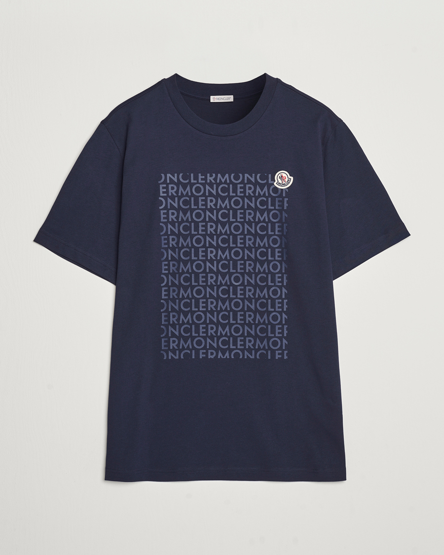 Herr | T-Shirts | Moncler | All Over Lettering T-Shirt Navy