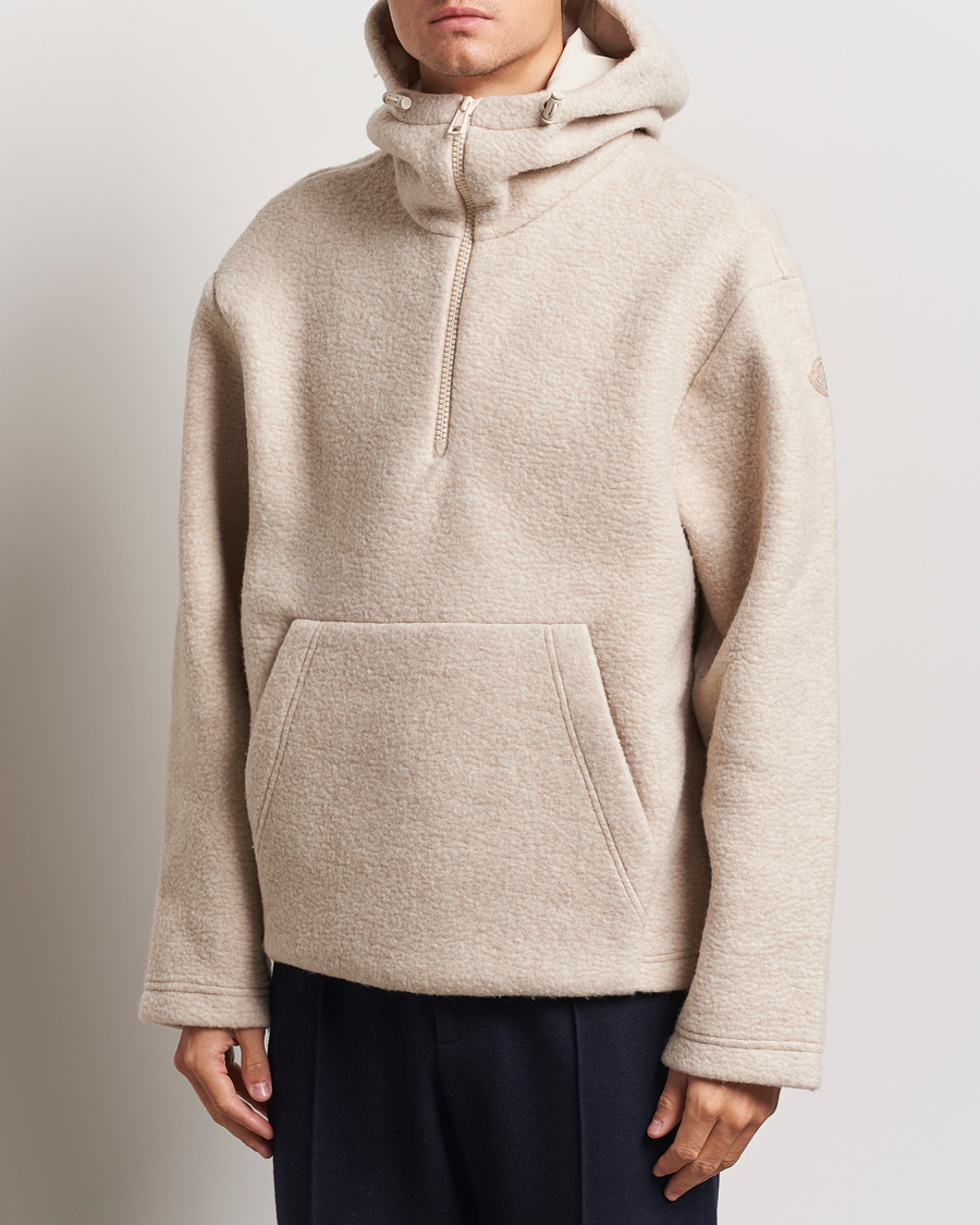 Herr | Tröjor | Moncler | Half Zip Hoodie Beige