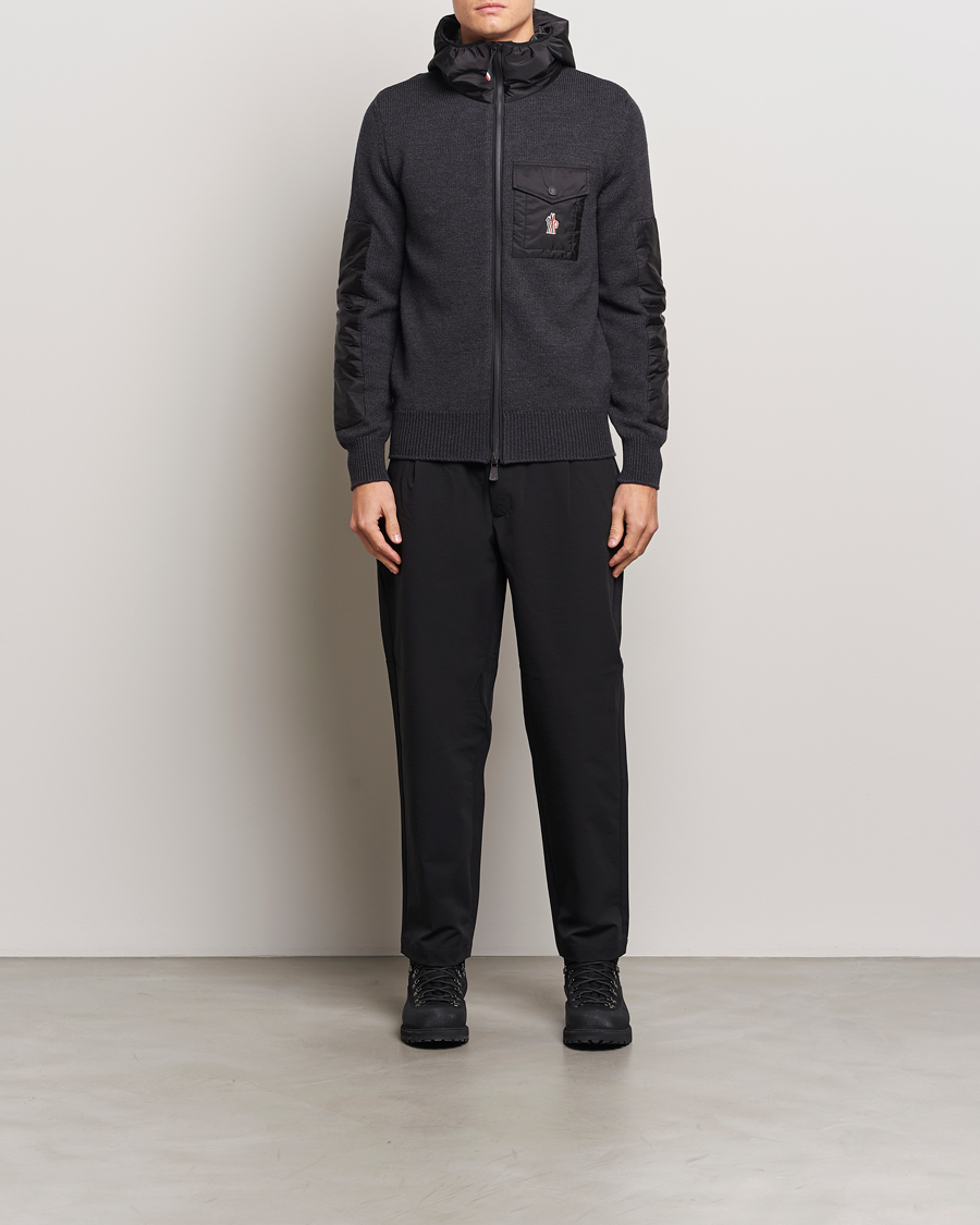 Herr | Tröjor | Moncler Grenoble | Knitted Full Zip Cardigan Charcoal