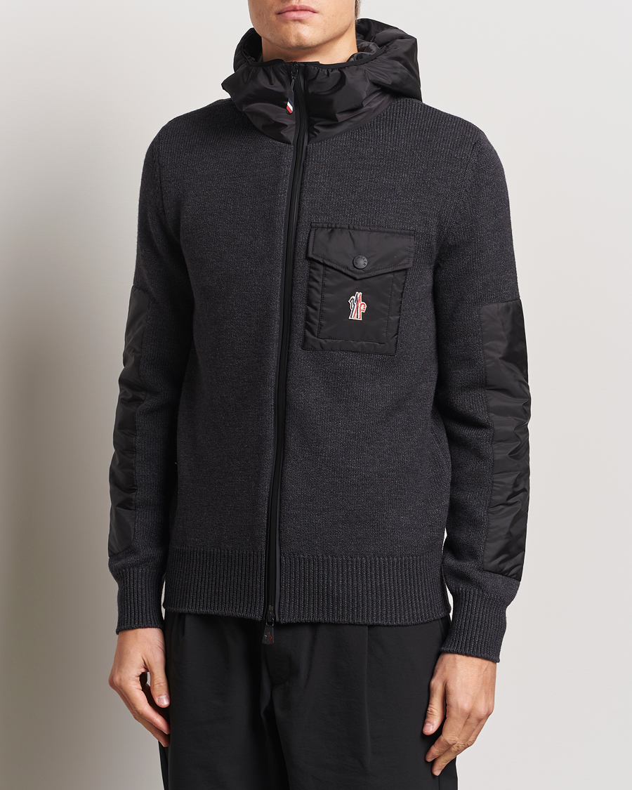Herr | Tröjor | Moncler Grenoble | Knitted Full Zip Cardigan Charcoal