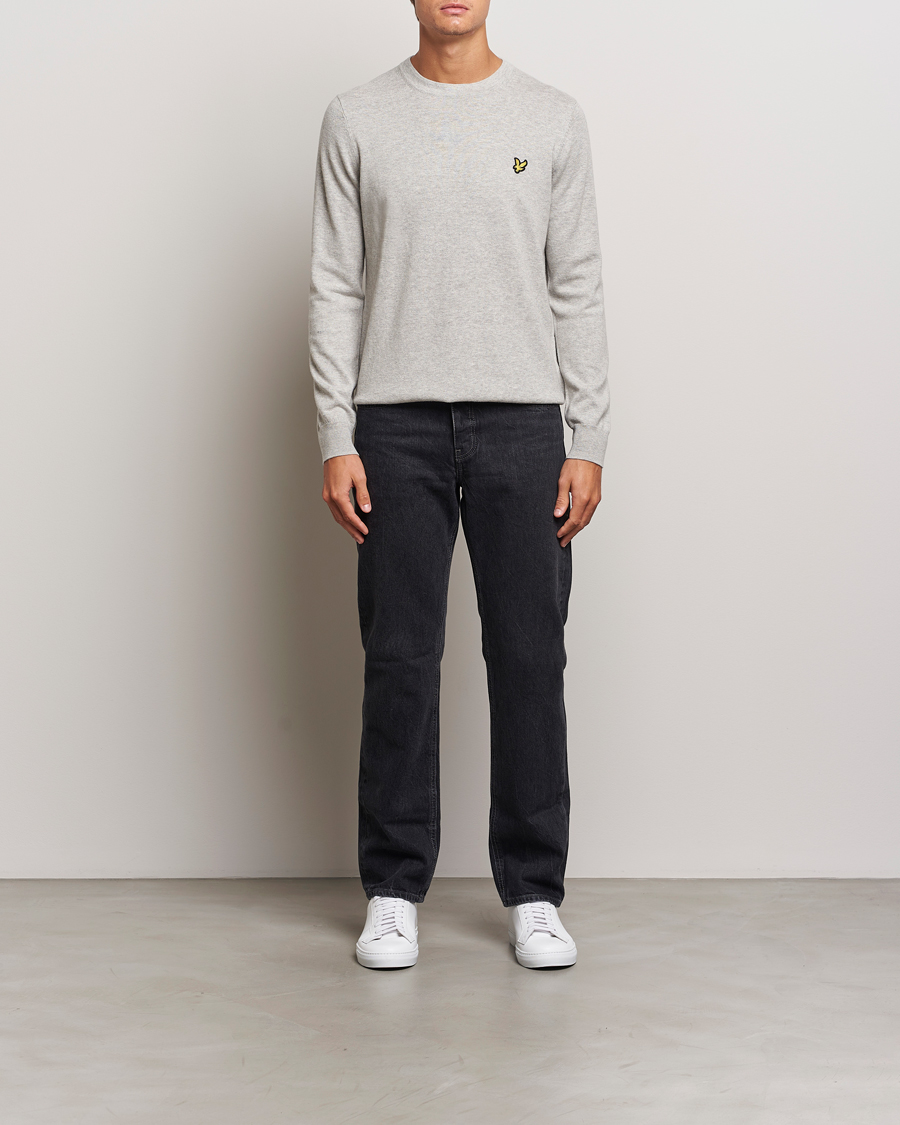 Herr | Tröjor | Lyle & Scott | Cotton/Merino Crew Neck Jumper Light Grey Marl
