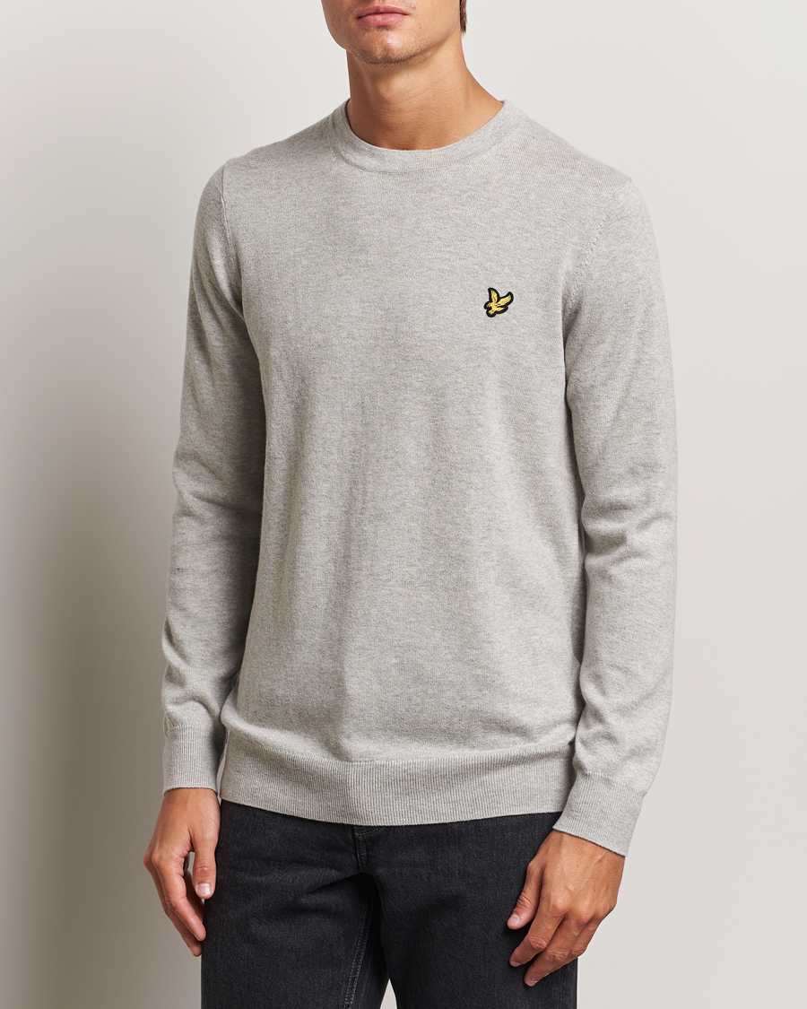Herr | Tröjor | Lyle & Scott | Cotton/Merino Crew Neck Jumper Light Grey Marl