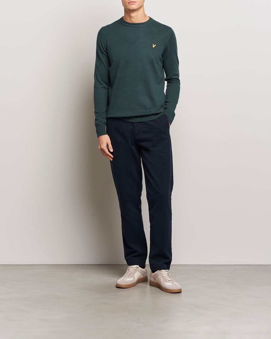 Herr | Tröjor | Lyle & Scott | Cotton/Merino Crew Neck Jumper Argyle Teal