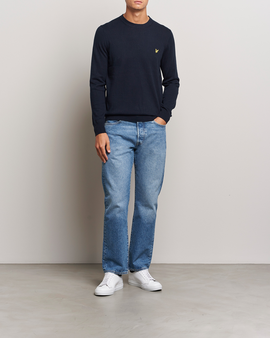 Herr | Tröjor | Lyle & Scott | Cotton/Merino Crew Neck Jumper Dark Navy