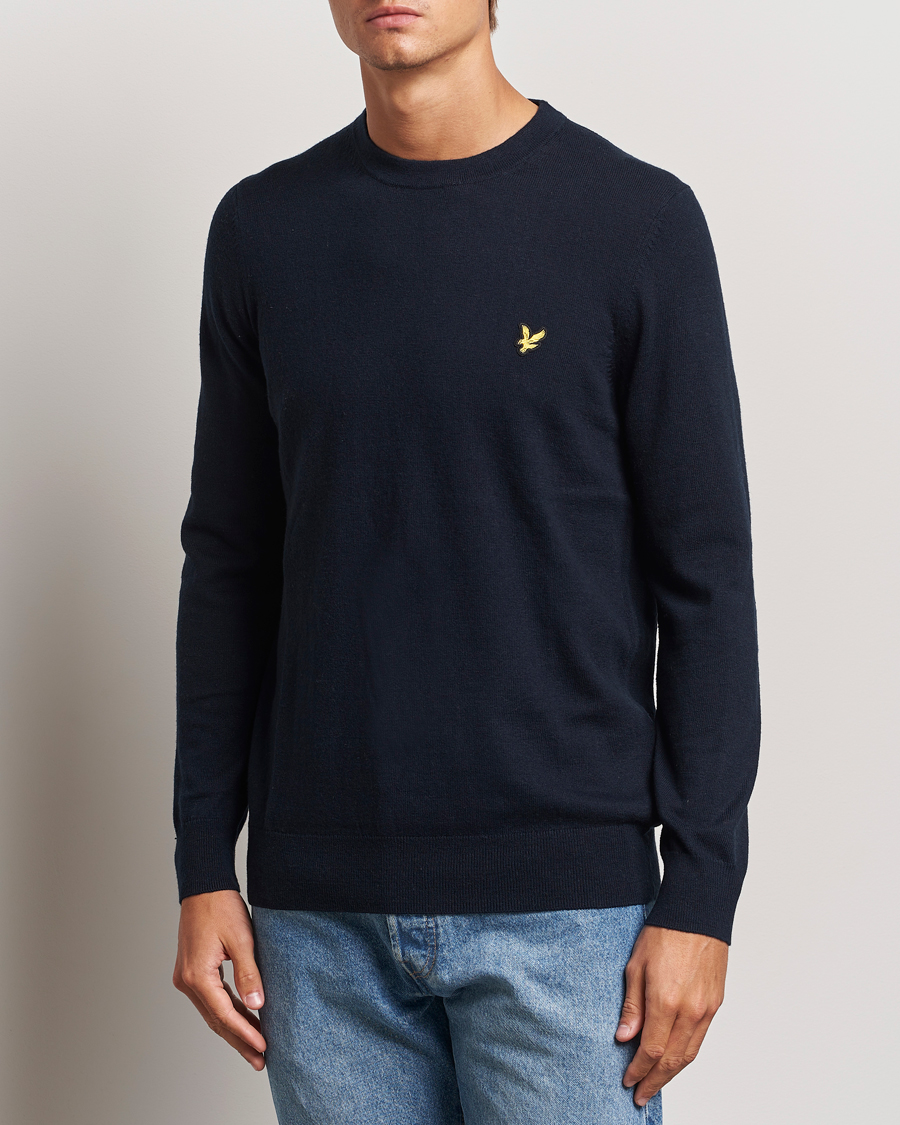Herr | Tröjor | Lyle & Scott | Cotton/Merino Crew Neck Jumper Dark Navy