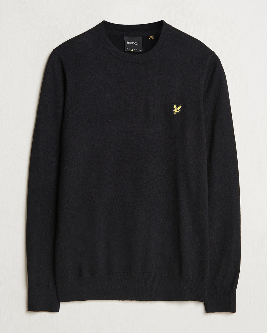 Herr | Tröjor | Lyle & Scott | Cotton/Merino Crew Neck Jumper Jet Black