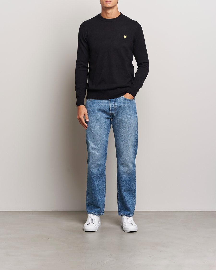 Herr | Tröjor | Lyle & Scott | Cotton/Merino Crew Neck Jumper Jet Black