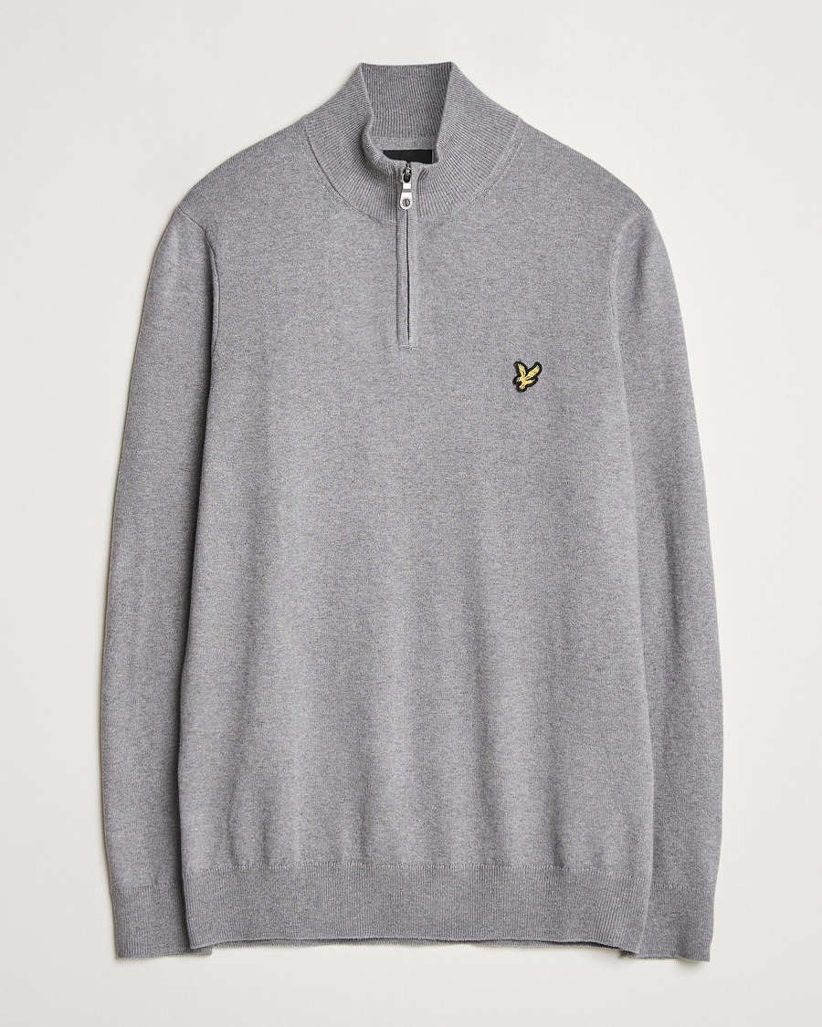Herr | Tröjor | Lyle & Scott | Cotton/Merino Half Zip Mid Grey Marl
