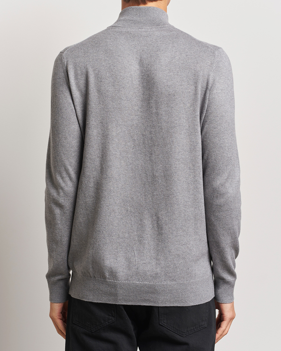 Herr | Tröjor | Lyle & Scott | Cotton/Merino Half Zip Mid Grey Marl