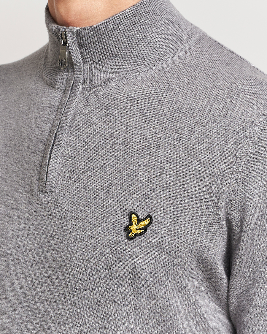 Herr | Tröjor | Lyle & Scott | Cotton/Merino Half Zip Mid Grey Marl