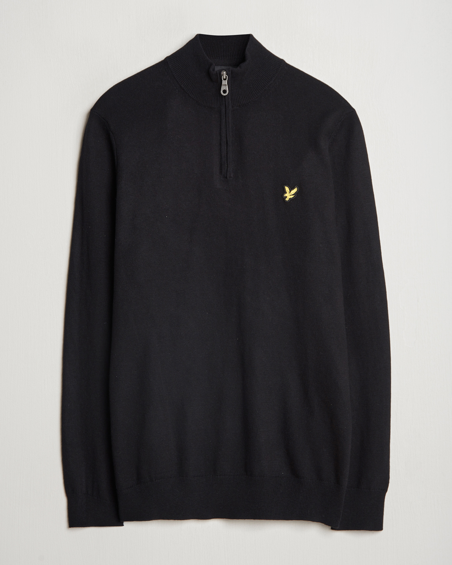 Herr | Tröjor | Lyle & Scott | Cotton/Merino Half Zip Jet Black